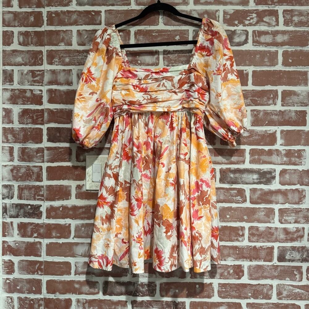 Abercrombie & Fitch Emerson Poplin Puff Sleeve Mini Dress Floral Small